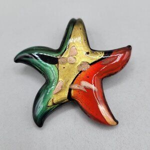Dichroic Glass Starfish Pendant Multicolor Handcrafted Artistic